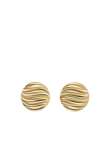Sculpted Cable Stud Earrings, 18k Yellow Gold